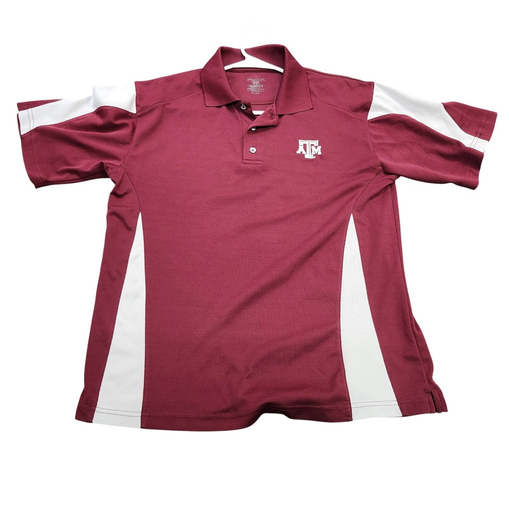 Texas A&M Aggies Polo Shirt Mens Medium Maroon White Performance Mesh